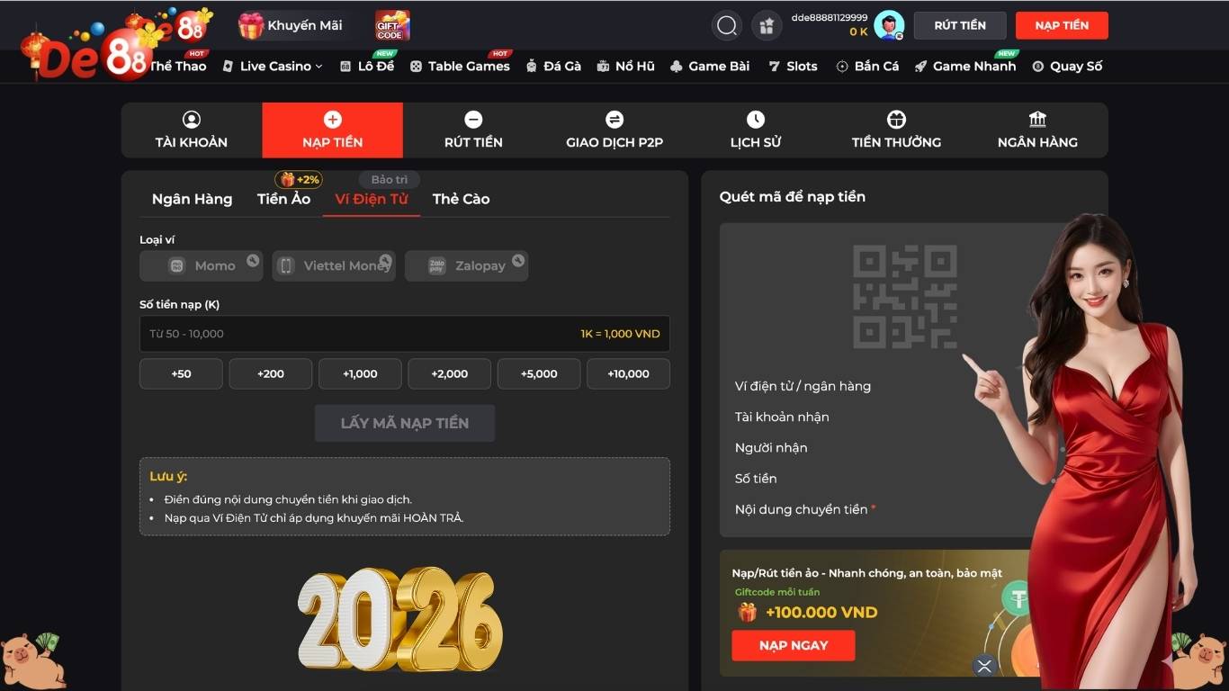 Hướng dẫn cách nạp tiền De88 đơn giản cho newbie