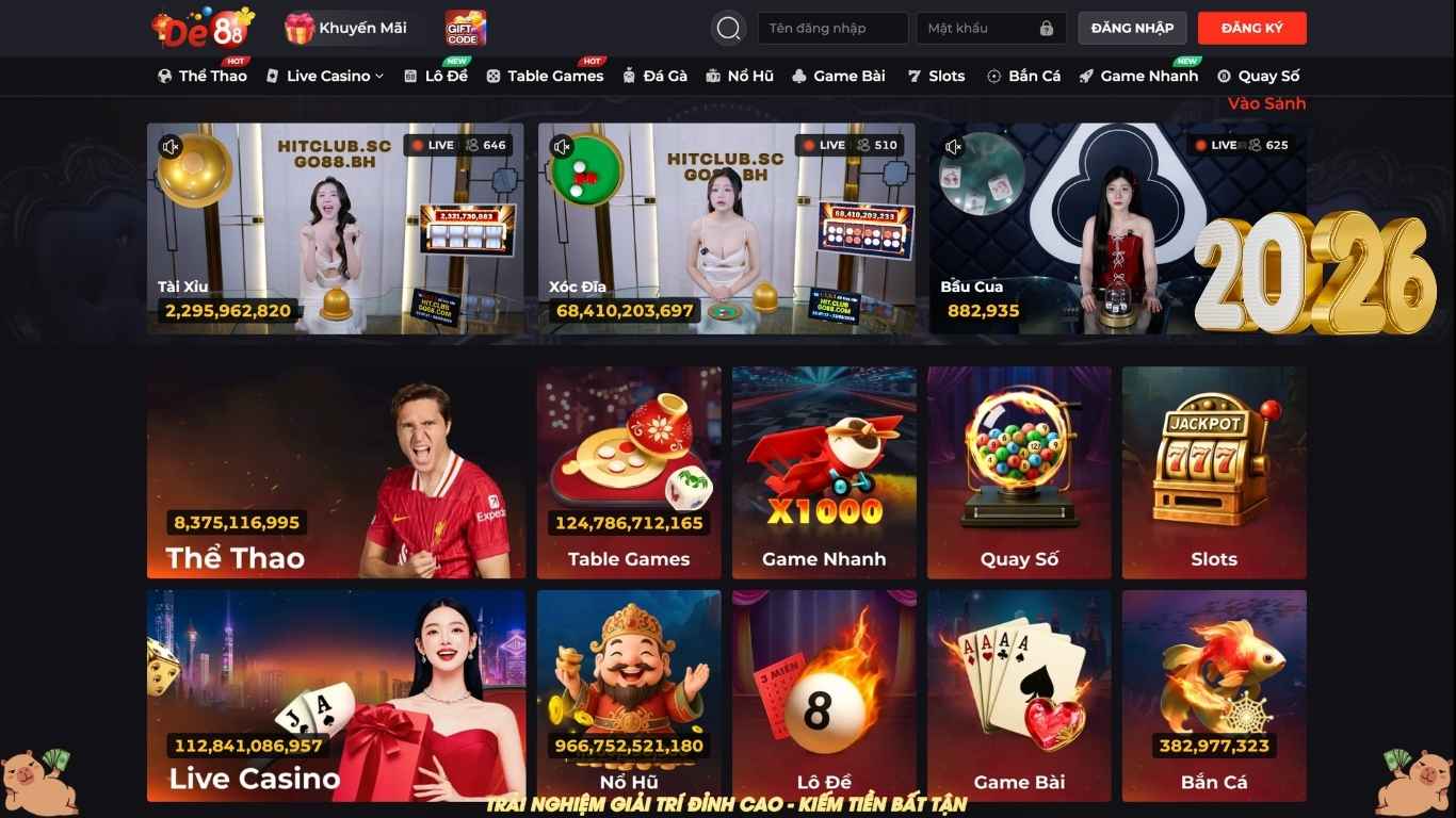 Sảnh cược hấp dẫn tại nhà cái De88