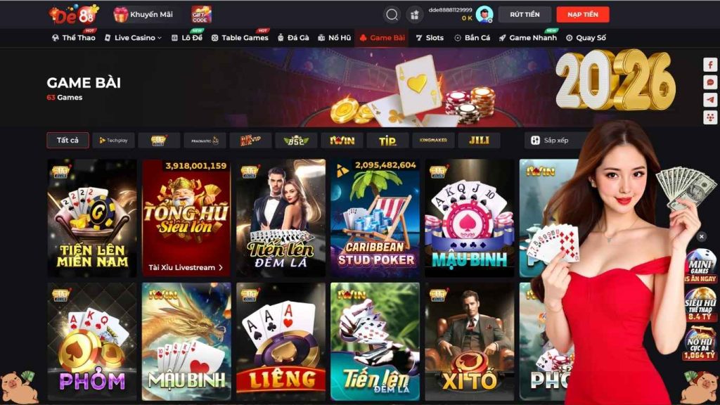 Tổng quan sảnh game bài De88