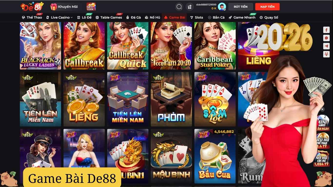 Top sân chơi game bài De88 được ưa chuộng